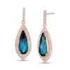 Thumbnail Image 0 of EFFY™ Collection Elongated Pear-Shaped London Blue Topaz and 0.40 CT. T.W. Diamond Teardrop Earrings in 14K Rose Gold