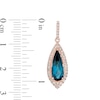 Thumbnail Image 1 of EFFY™ Collection Elongated Pear-Shaped London Blue Topaz and 0.40 CT. T.W. Diamond Teardrop Earrings in 14K Rose Gold