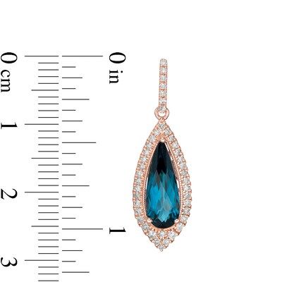EFFY™ Collection Elongated Pear-Shaped London Blue Topaz and 0.40 CT. T.W. Diamond Teardrop Earrings in 14K Rose Gold