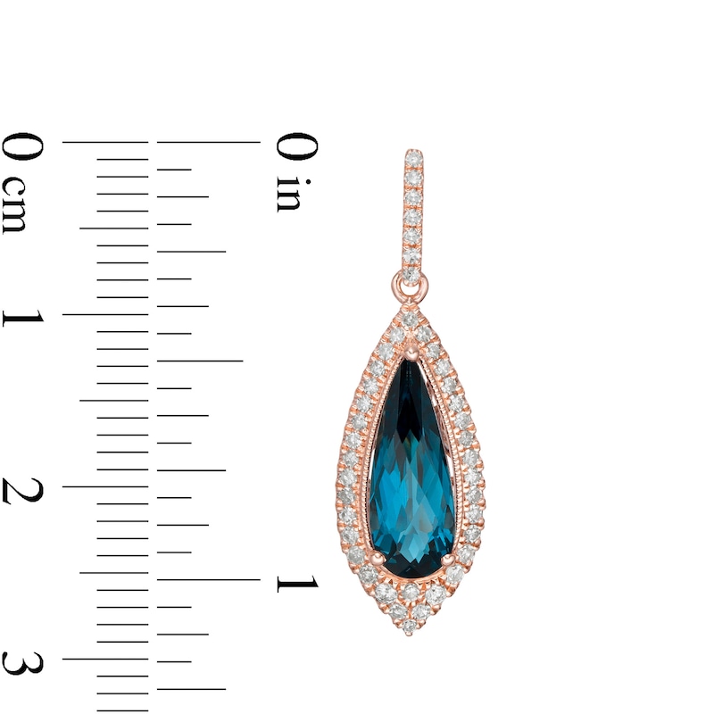 EFFY™ Collection Elongated Pear-Shaped London Blue Topaz and 0.40 CT. T.W. Diamond Teardrop Earrings in 14K Rose Gold