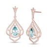 Thumbnail Image 0 of EFFY™ Collection Pear-Shaped Aquamarine and 0.53 CT. T.W. Diamond Drop Earrings in 14K Rose Gold