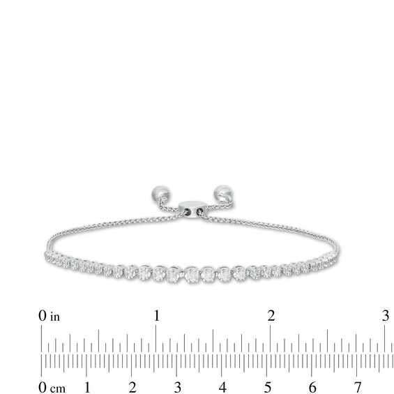 Marilyn Monroe™ Collection 0.50 CT. T.W. Journey Diamond Bolo Bracelet in 10K White Gold - 9.5"