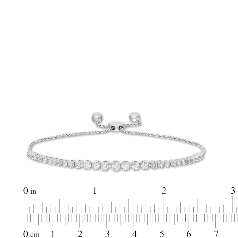 Main Image 2 of Marilyn Monroe™ Collection 0.50 CT. T.W. Journey Diamond Bolo Bracelet in 10K White Gold - 9.5"