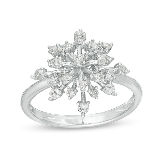 Marilyn Monroe™ Collection 0.50 CT. T.W. Diamond Starburst Ring in 10K White Gold