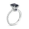 Thumbnail Image 1 of Vera Wang Love Collection Certified Octagonal Blue Sapphire and 0.69 CT. T.W. Diamond Engagement Ring in 14K White Gold