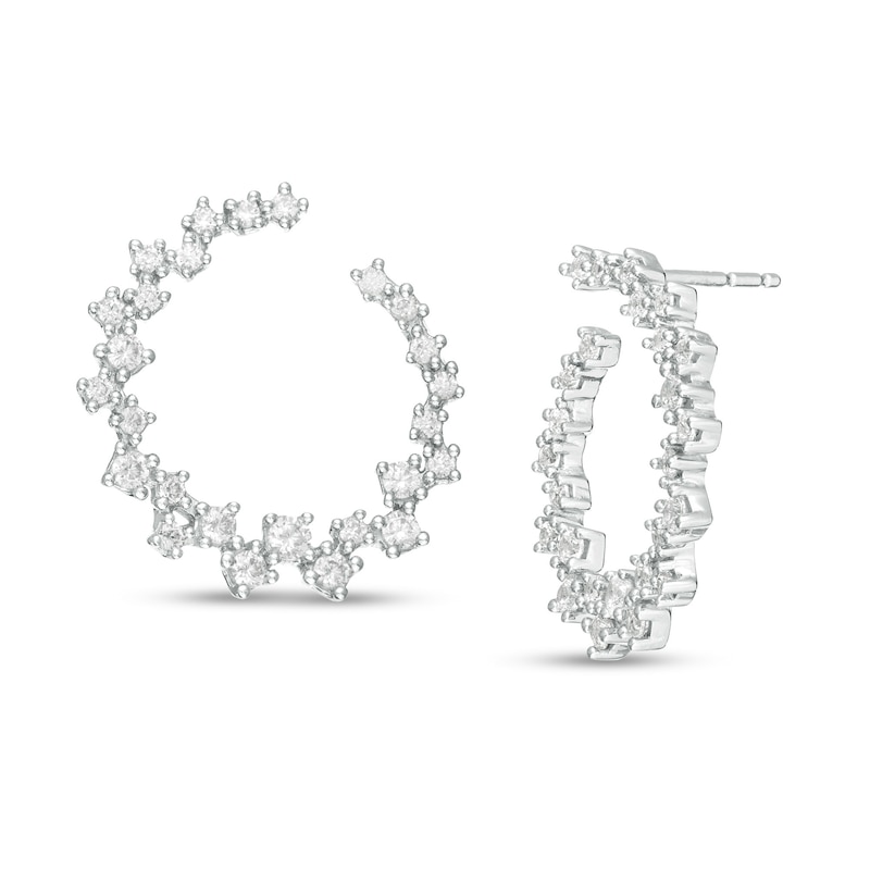 Marilyn Monroe™ Collection 0.75 CT. T.W. Diamond Scatter Circle Earrings in 10K White Gold