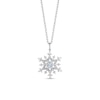 Thumbnail Image 1 of Enchanted Disney Elsa 4.0mm Aquamarine and 0.15 CT. T.W. Diamond Snowflake Pendant in Sterling Silver - 19"