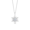 Thumbnail Image 0 of Enchanted Disney Elsa 4.0mm Aquamarine and 0.15 CT. T.W. Diamond Snowflake Pendant in Sterling Silver - 19"