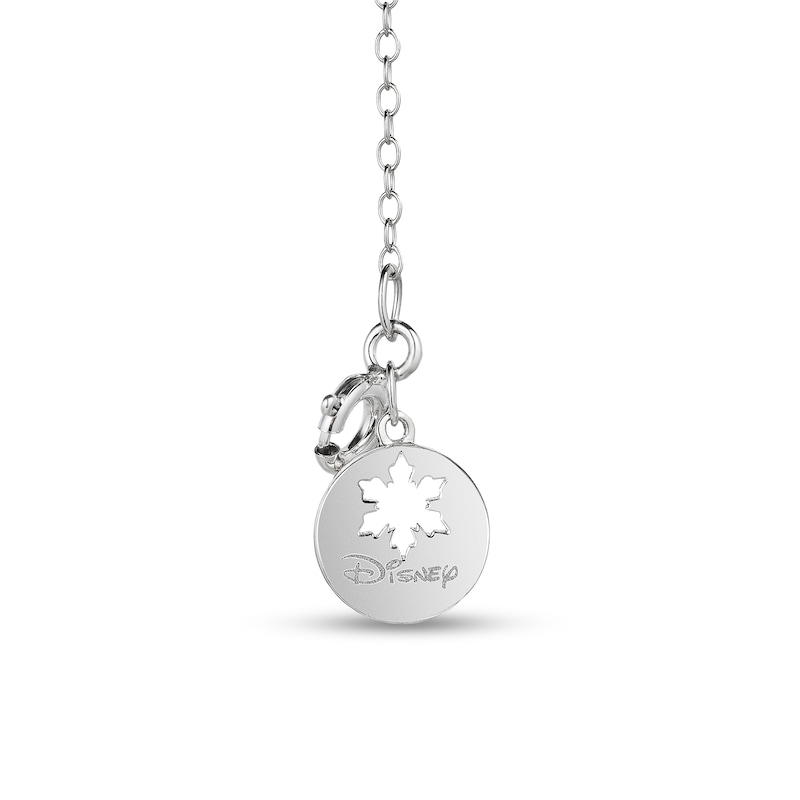 Main Image 2 of Enchanted Disney Elsa 4.0mm Aquamarine and 0.15 CT. T.W. Diamond Snowflake Pendant in Sterling Silver - 19"