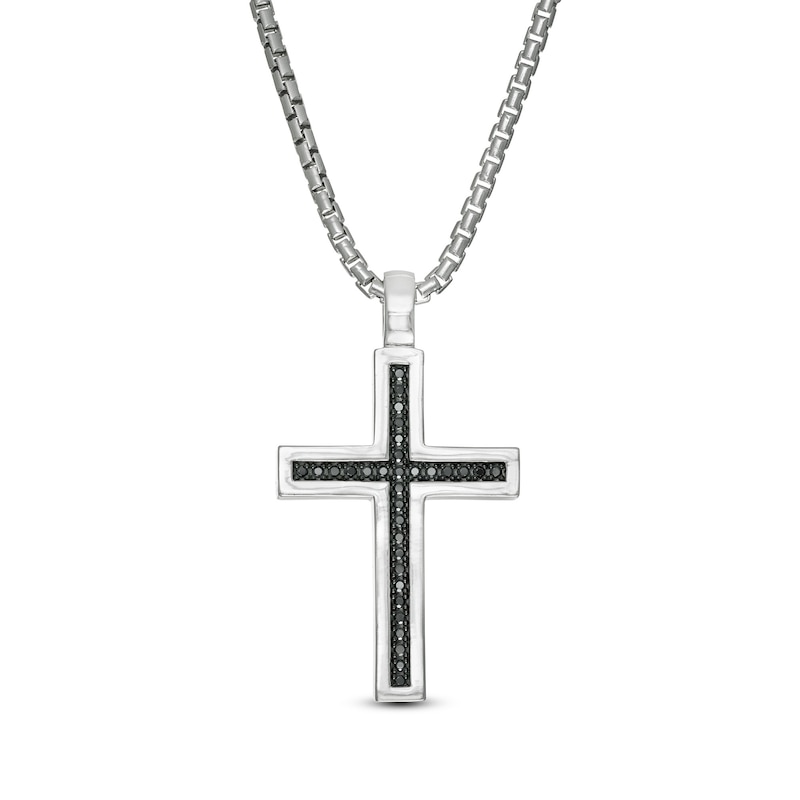 Main Image 1 of Vera Wang Men 0.23 CT. T.W. Black Diamond Cross Pendant in Sterling Silver - 22"