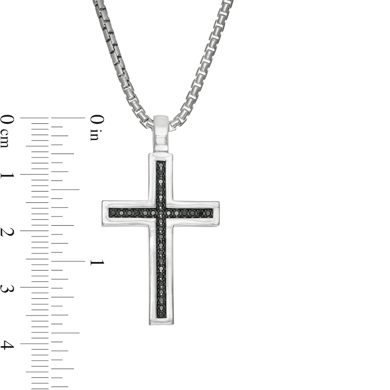 Vera Wang Men 0.23 CT. T.W. Black Diamond Cross Pendant in Sterling Silver - 22"