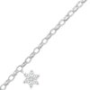 Thumbnail Image 1 of 0.085 CT. T.W. Diamond Snowflake Charm Bracelet in Sterling Silver - 7.5"