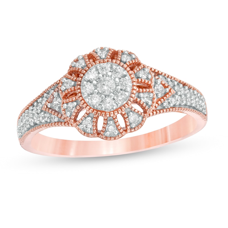0.23 CT. T.W. Composite Diamond Vintage-Style Ring in 10K Rose Gold