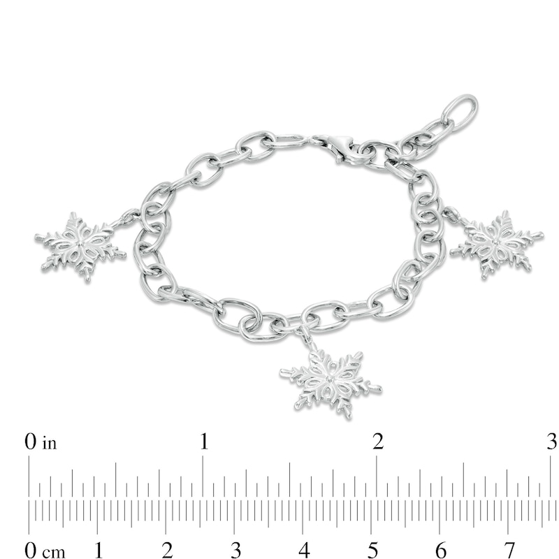Diamond Accent Snowflake Charm Bracelet in Sterling Silver - 7.5"