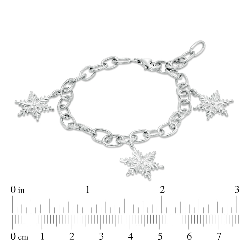 Main Image 3 of Diamond Accent Snowflake Charm Bracelet in Sterling Silver - 7.5"
