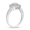 Thumbnail Image 2 of 0.18 CT. T.W. Diamond Triple Cushion Frame Split Shank Promise Ring in Sterling Silver