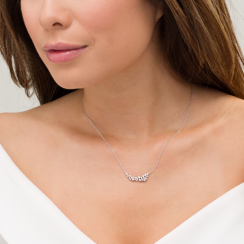 Main Image 3 of Marilyn Monroe™ Collection 0.50 CT. T.W. Diamond Graduated Necklace in 10K White Gold