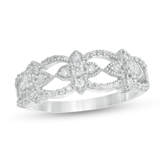 0.29 CT. T.W. Diamond Ornate Vintage-Style Ring in Sterling Silver