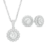 Thumbnail Image 0 of 6.5mm Lab-Created White Sapphire Vintage-Style Flower Stud Earrings and Pendant Set in Sterling Silver