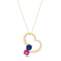 Couple's 5.0mm Birthstone Tilted Loop Heart Pendant (2 Stones)