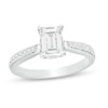 Thumbnail Image 1 of 1.26 CT. T.W. Certified Emerald-Cut Diamond Vintage-Style Engagement Ring in 14K White Gold (I/I1)