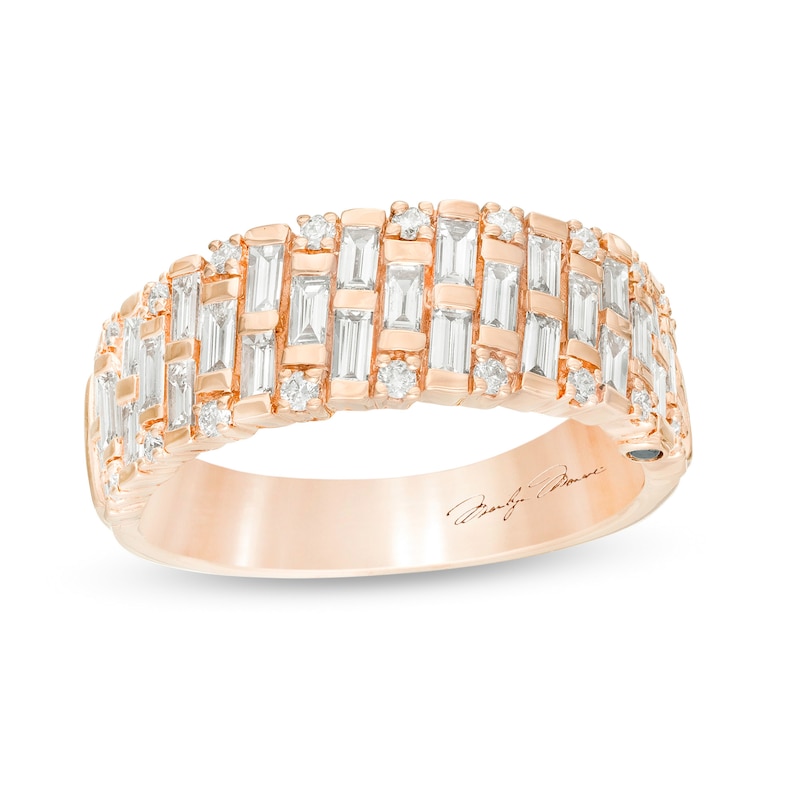 Main Image 1 of Marilyn Monroe™ Collection 0.95 CT. T.W. Baguette and Round Diamond Band in 14K Rose Gold