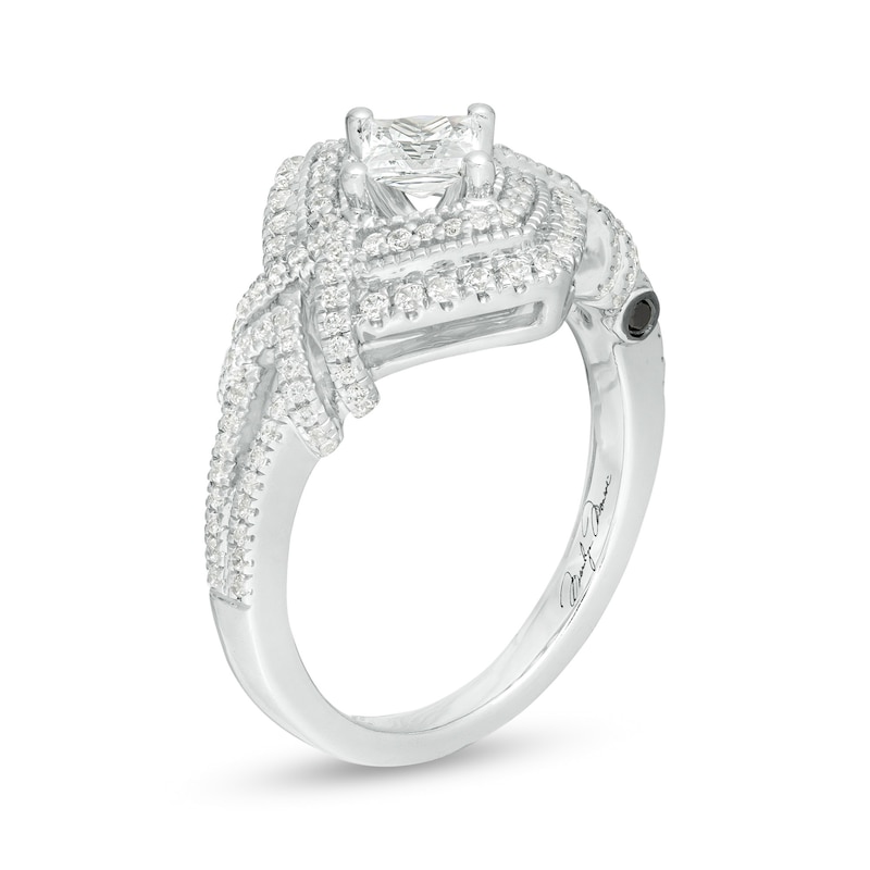 Marilyn Monroe™ Collection 0.95 CT. T.W. Princess-Cut Diamond Frame Vintage-Style Engagement Ring in 14K White Gold