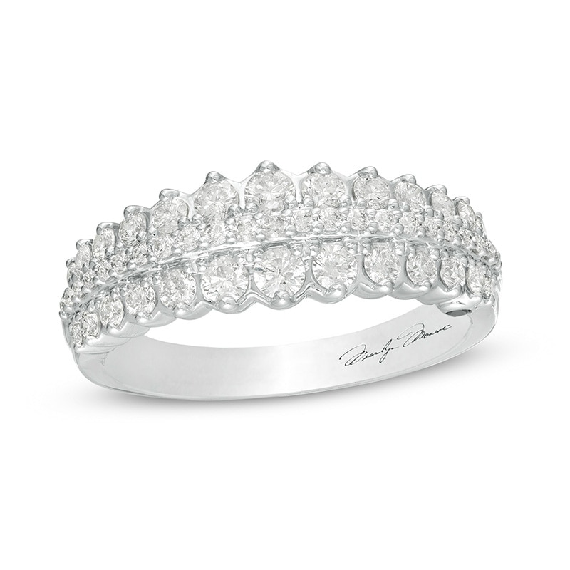 Marilyn Monroe™ Collection 0.69 CT. T.W. Diamond Scallop-Edge Anniversary Band in 14K White Gold