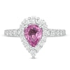 Thumbnail Image 3 of Vera Wang Love Collection Certified Pear-Shaped Pink Sapphire and 0.95 CT. T.W. Diamond Engagement Ring in 14K White Gold
