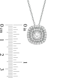 5.0 mm Lab-Created White Sapphire Double Cushion Frame Pendant in Sterling Silver