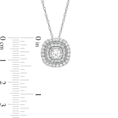 5.0 mm Lab-Created White Sapphire Double Cushion Frame Pendant in Sterling Silver
