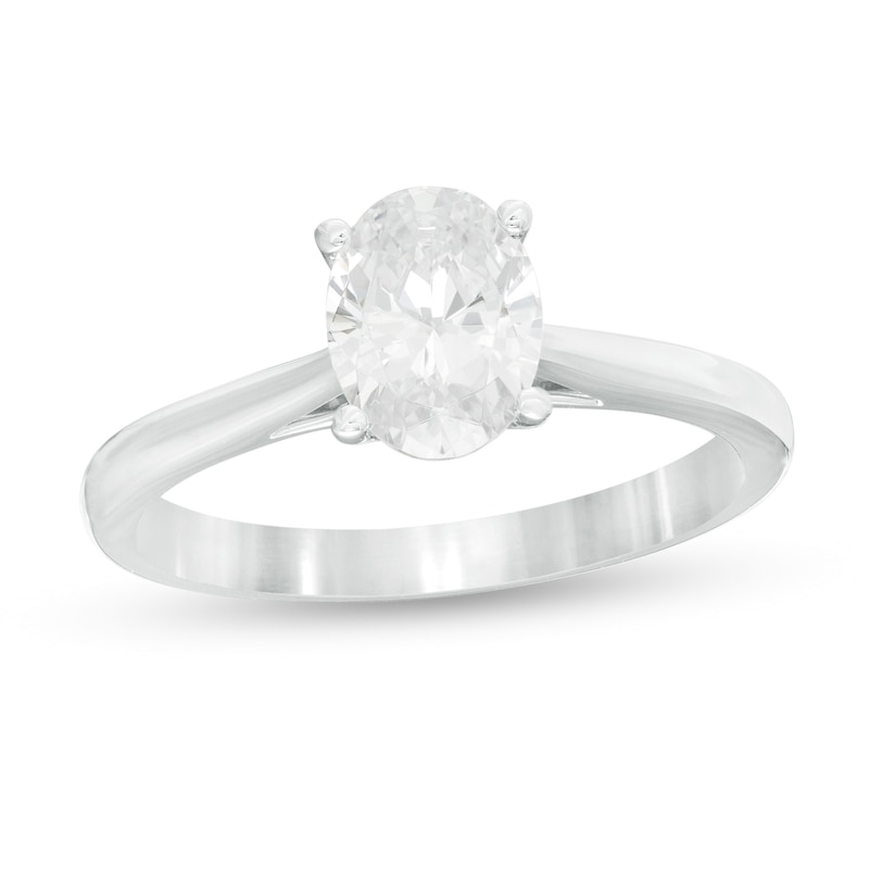 1.00 CT. Certified Oval Diamond Solitaire Engagement Ring in 14K White Gold (K/I3)