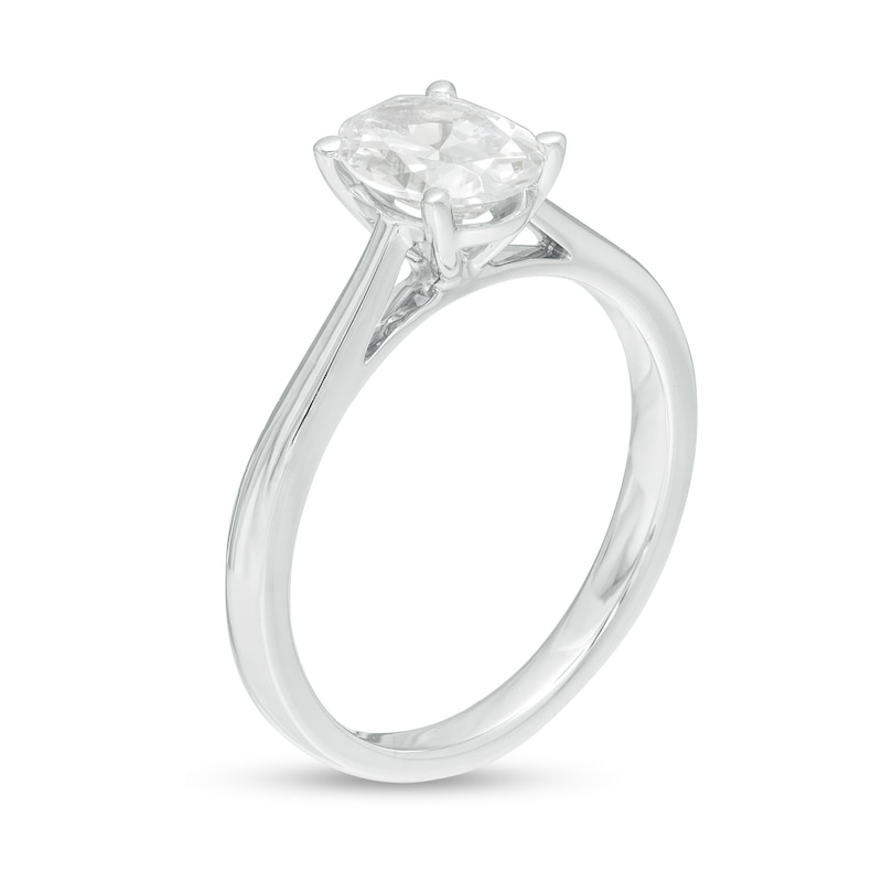 1.00 CT. Certified Oval Diamond Solitaire Engagement Ring in 14K White Gold (K/I3)