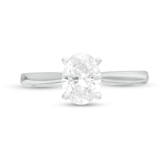 1.00 CT. Certified Oval Diamond Solitaire Engagement Ring in 14K White Gold (K/I3)