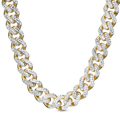 11.3mm Diamond-Cut Curb Chain Necklace in Hollow 14K Two-Tone Gold - 24"