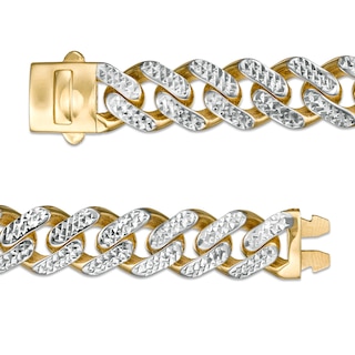 11.3mm Diamond-Cut Curb Chain Necklace in Hollow 14K Two-Tone Gold - 24"