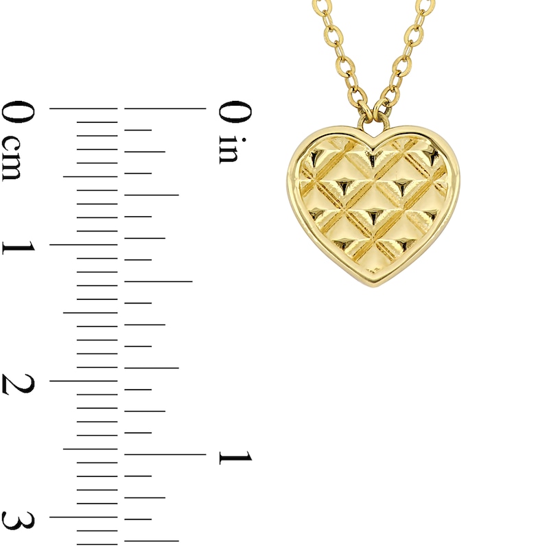 Quilted Heart Necklace in 10K Gold - 17"