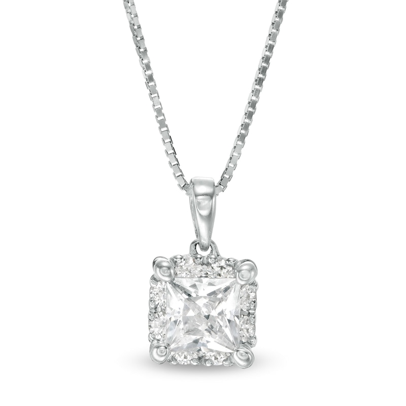 CT. T.W. Certified Canadian Princess-Cut Diamond Frame Pendant in 14K White Gold (I/I2)|Peoples Jewellers
