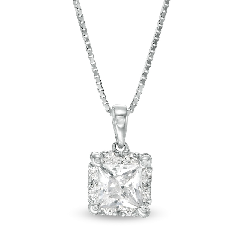 Main Image 1 of 1.00 CT. T.W. Certified Canadian Princess-Cut Diamond Frame Pendant in 14K White Gold (I/I2)
