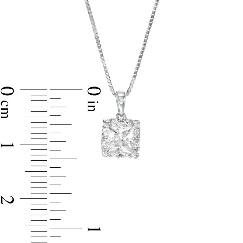 CT. T.W. Certified Canadian Princess-Cut Diamond Frame Pendant in 14K White Gold (I/I2