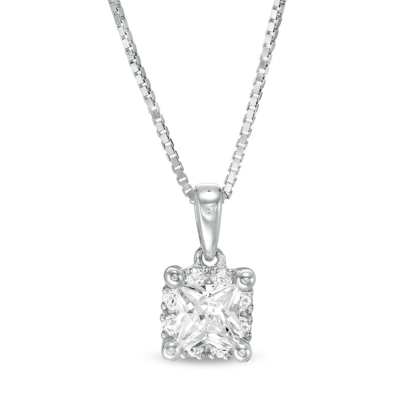 0.50 CT. T.W. Certified Canadian Princess-Cut Diamond Frame Pendant in 14K White Gold (I/I2)