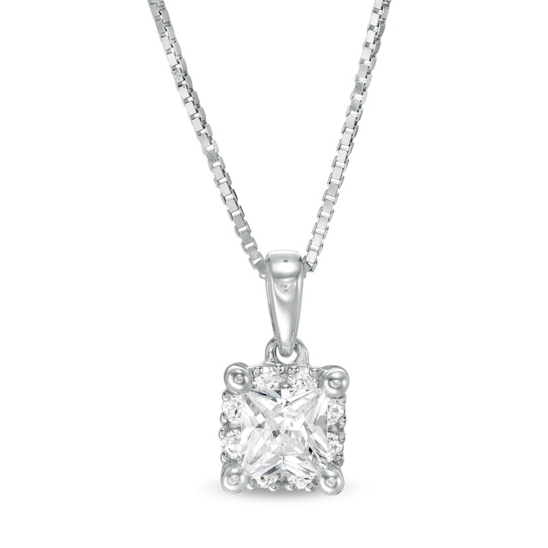 Main Image 1 of 0.50 CT. T.W. Certified Canadian Princess-Cut Diamond Frame Pendant in 14K White Gold (I/I2)