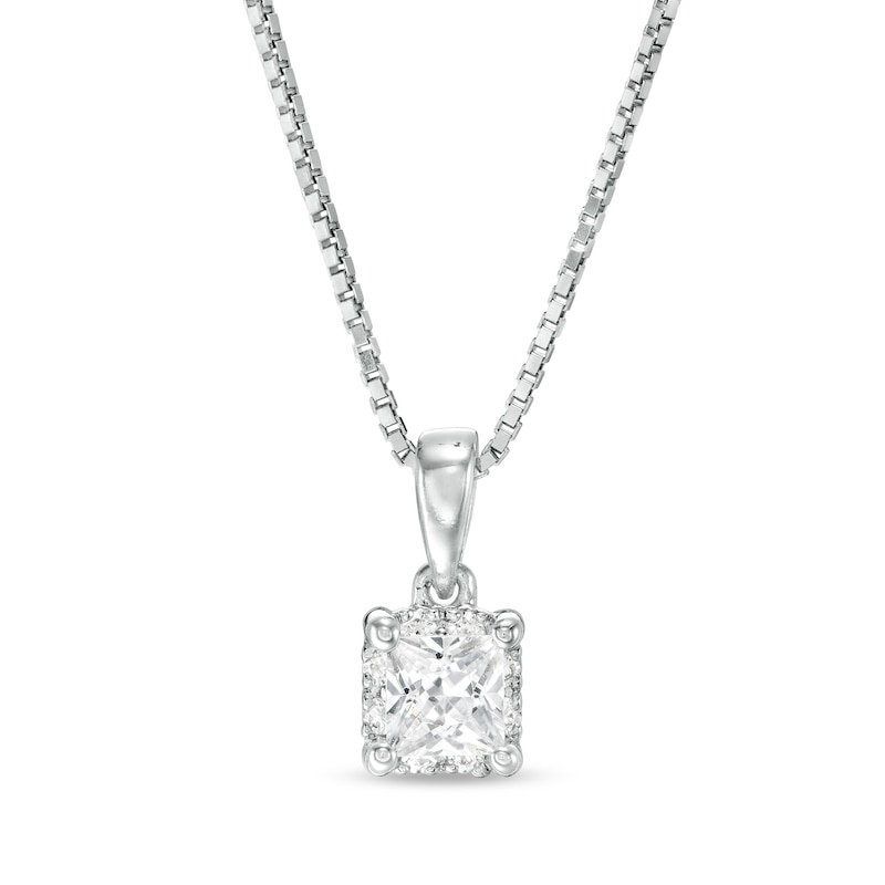 Main Image 1 of 0.25 CT. T.W. Certified Canadian Princess-Cut Diamond Frame Pendant in 14K White Gold (I/I2)
