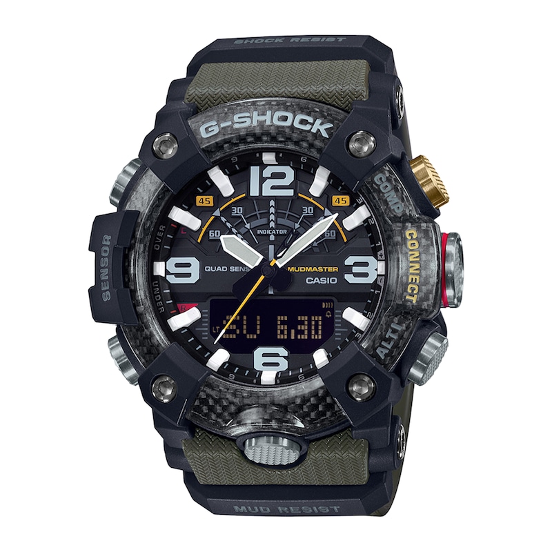 Men's Casio G-Shock Master of G MUDMASTER Green Strap Watch with Black Dial (Model: GGB100-1A3)