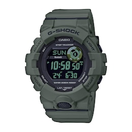 Men's Casio G-Shock Power Trainer Green Resin Strap Watch with Black Dial (Model: GBD800UC-3)