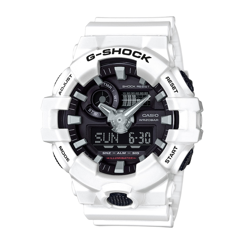 Men's Casio G-Shock Classic White Resin Strap Watch with Black Dial (Model: GA700-7A)|Peoples Jewellers