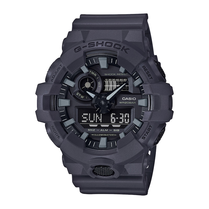 Men's Casio G-Shock Classic Grey Resin Strap Watch with Black Dial (Model: GA700UC-8A)|Peoples Jewellers