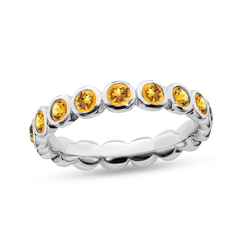 Main Image 1 of Stackable Expressions™ Yellow Crystal November Birthstone Eternity Band in Sterling Silver