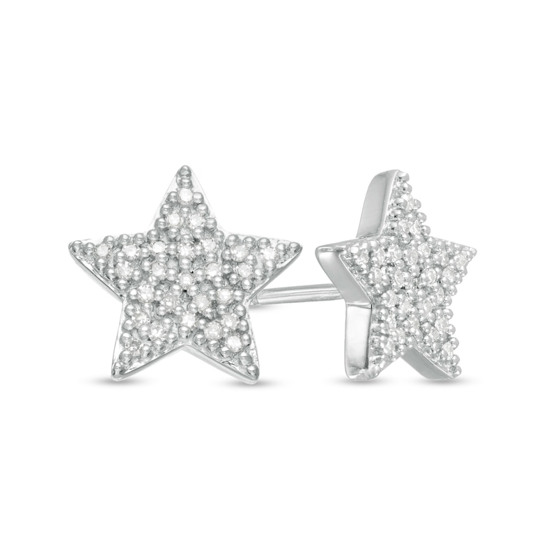 Marilyn Monroe™ Collection 0.119 CT. T.W. Diamond Star Stud Earrings in Sterling Silver