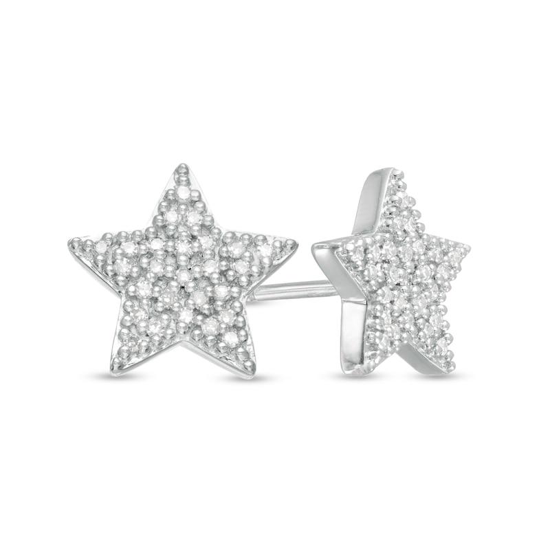 Main Image 1 of Marilyn Monroe™ Collection 0.119 CT. T.W. Diamond Star Stud Earrings in Sterling Silver